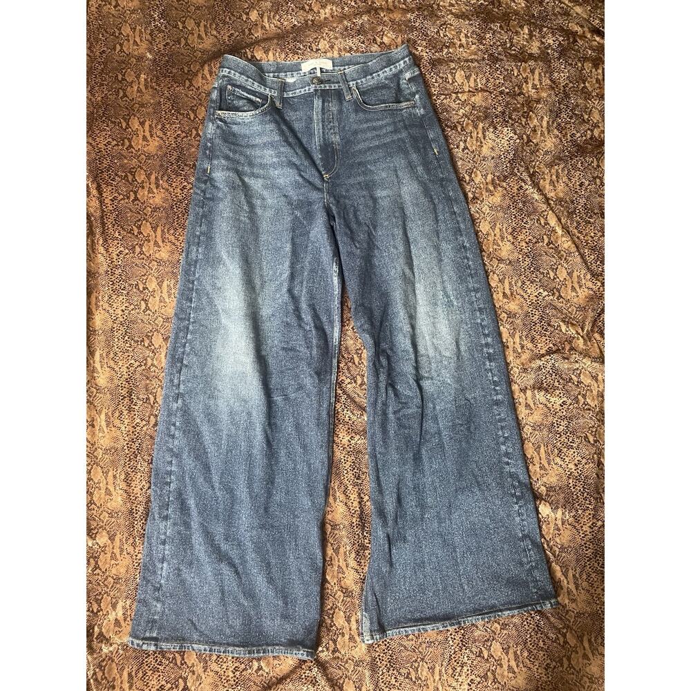 Rag And Bone Miramar Sophie Wide Leg Cotton Printed Denim Size 27 Venice Wash - Picture 2 of 4